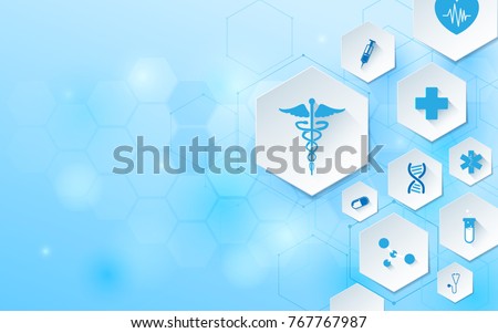 Abstract geometric shape medicine and science concept background. Medical Icons