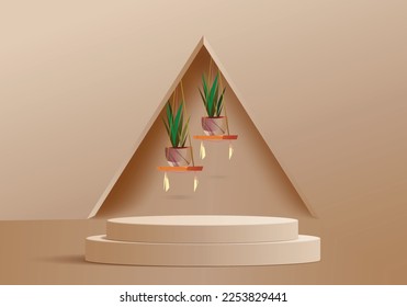  | Abstract geometric shape with minimal style and pastel color.use for cosmetic or products presentations.3d rendering and illustration.