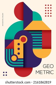 Abstract geometric shape modern art style background. Design element template can be used for poster, backdrop, publication, brochure, flyer, leaflet, vector illustration