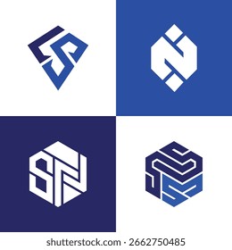 Forma geométrica Abstractas Monograma Carta Marca Logotipo Diseño Paquete Conjunto Concepto minimalista moderno
