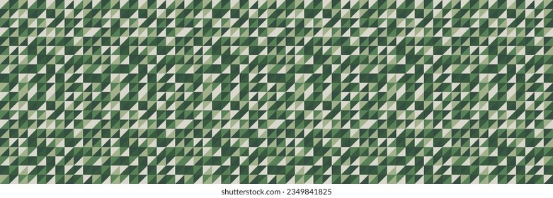 Abstract geometric shape mosaic background. Mosaic seamless illustration. Modern triangles and squares are stylized as Bauhaus figures. Graphic style design elements in green colors. Vector