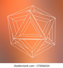Abstract geometric shape with orange background