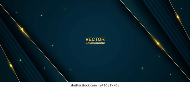 Abstract. Geometric shape overlab dark navy and gold modern background. light and shadow .Vector.