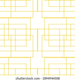 Abstract geometric shape pattern with lines. Seamless vector background. White and gold texture. Simple graphic design