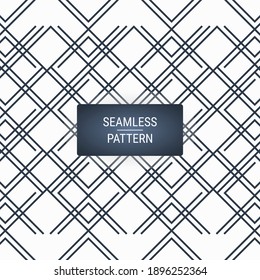Abstract geometric shape pattern with lines. Seamless vector background. White and dark blue texture. Simple graphic design