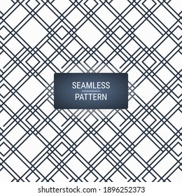 Abstract geometric shape pattern with lines. Seamless vector background. White and dark blue texture. Simple graphic design