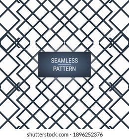 Abstract geometric shape pattern with lines. Seamless vector background. White and dark blue texture. Simple graphic design