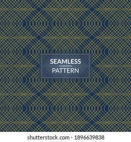 Abstract geometric shape pattern with lines. Seamless vector background. gold and dark blue texture. Simple graphic design