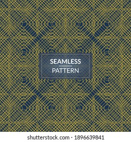 Abstract geometric shape pattern with lines. Seamless vector background. gold and dark blue texture. Simple graphic design