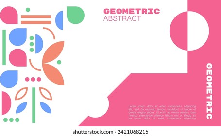 Abstract geometric shape pink color brutalism background. vector illustration. modern and simple element