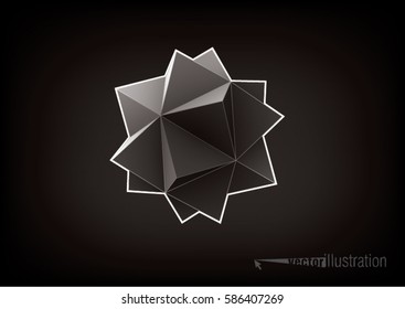 Abstract geometric shape from pyramids for graphic design on the black background