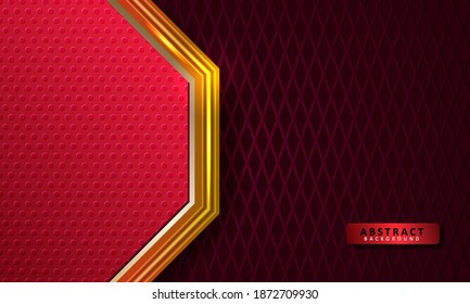 Abstract geometric shape with red background. Luxury hexagon modern futuristic design. Vector banner design