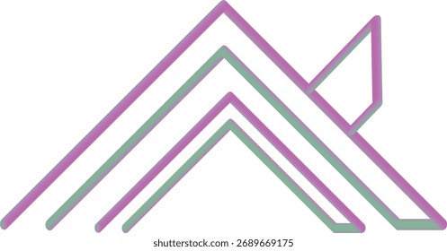 Abstract geometric shape representing architecture or mountain peak with clean lines