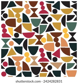 Abstract geometric shape retro base print placement, seamless print vector file format best for paper and textile printing, both side repeat print