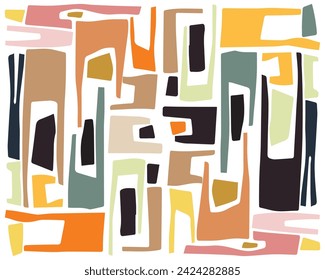 Abstract geometric shape retro base print placement, seamless print vector file format best for paper and textile printing, both side repeat print