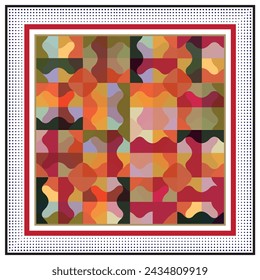 Abstract geometric shape retro base print placement, seamless print vector file format best for paper and textile printing, both side repeat print