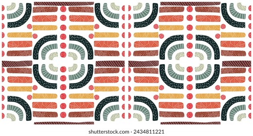 Abstract geometric shape retro base print placement, seamless print vector file format best for paper and textile printing, both side repeat print