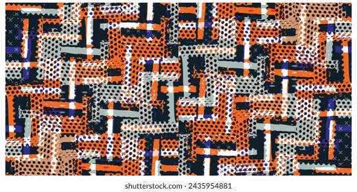 Colocación de impresión de base retro de forma geométrica abstracta, el formato de archivo vectorial de impresión sin fisuras es mejor para la impresión de papel y textil, ambas impresiones de repetición lateral