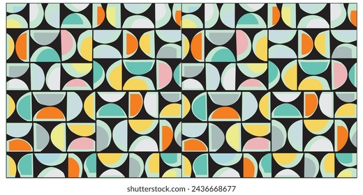Abstract geometric shape retro base print placement, seamless print vector file format best for paper and textile printing, both side repeat print