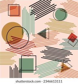 Abstract geometric shape, retro risograph, Vector. Graphic element for fabric, textile, clothing, wrapping paper, wallpaper, poster. Graphic element, SHOTLISTretro design.