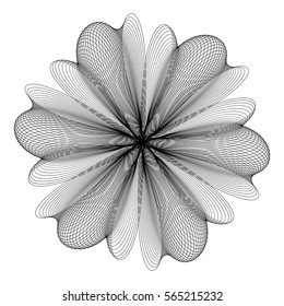 Abstract geometric shape  - rotating elements of lines and circles. Vector illustration.