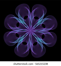 Abstract geometric shape  - rotating elements of lines and circles. Vector illustration.