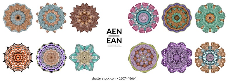 Abstract geometric shape with roughly hand drawn black lines and colored stripes. Striped symmetrical geometrical symbol. Vector isolated on white. Properly grouped for black outline and colored part.