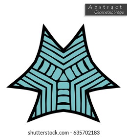 Abstract geometric shape roughly hand drawn. Striped symmetrical geometrical symbol. Vector icon isolated on white. Tribal ethnic pattern design element.