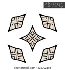 Abstract geometric shape roughly hand drawn. Striped symmetrical geometrical symbol. Vector icon isolated on white. Tribal ethnic pattern design element.