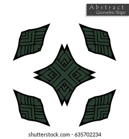 Abstract geometric shape roughly hand drawn. Striped symmetrical geometrical symbol. Vector icon isolated on white. Tribal ethnic pattern design element.