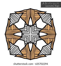 Abstract geometric shape roughly hand drawn. Striped symmetrical geometrical symbol. Vector icon isolated on white. Tribal ethnic pattern design element.