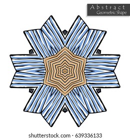 Abstract geometric shape roughly hand drawn. Striped symmetrical geometrical symbol. Vector icon isolated on white. Tribal ethnic pattern design element.