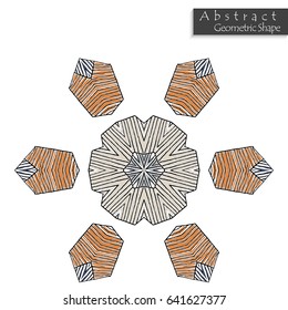 Abstract geometric shape roughly hand drawn. Striped symmetrical geometrical symbol. Vector icon isolated on white. Tribal ethnic pattern design element.
