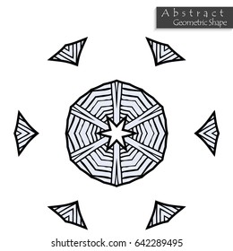 Abstract geometric shape roughly hand drawn. Striped symmetrical geometrical symbol. Vector icon isolated on white. Tribal ethnic pattern design element.