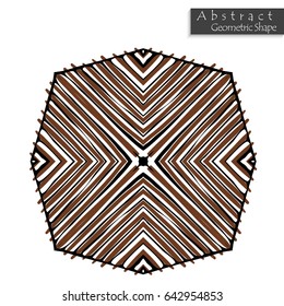 Abstract geometric shape roughly hand drawn. Striped symmetrical geometrical symbol. Vector icon isolated on white. Tribal ethnic pattern design element.