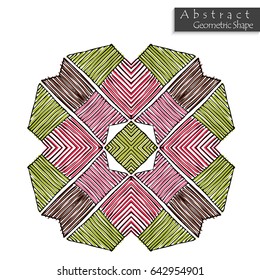 Abstract geometric shape roughly hand drawn. Striped symmetrical geometrical symbol. Vector icon isolated on white. Tribal ethnic pattern design element.