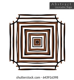 Abstract geometric shape roughly hand drawn. Striped symmetrical geometrical symbol. Vector icon isolated on white. Tribal ethnic pattern design element.
