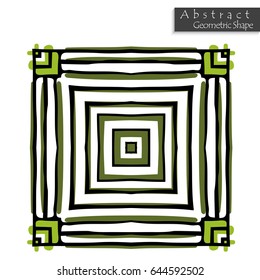 Abstract geometric shape roughly hand drawn. Striped symmetrical geometrical symbol. Vector icon isolated on white. Tribal ethnic pattern design element.