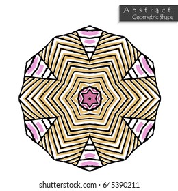 Abstract geometric shape roughly hand drawn. Striped symmetrical geometrical symbol. Vector icon isolated on white. Tribal ethnic pattern design element.