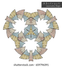 Abstract geometric shape roughly hand drawn. Striped symmetrical geometrical symbol. Vector icon isolated on white. Tribal ethnic pattern design element.