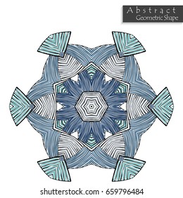 Abstract geometric shape roughly hand drawn. Striped symmetrical geometrical symbol. Vector icon isolated on white. Tribal ethnic pattern design element.