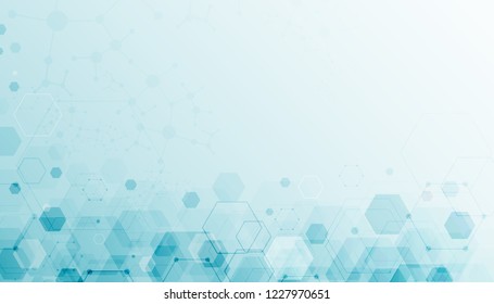 Abstract geometric shape  science concept on blue color 
background. vector,illustration.