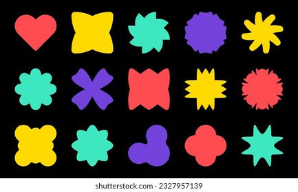 Abstract geometric shape set. Simple graphic elements. Modern brutalism design. Contemporary figures collection. Vector illustration.