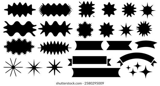 Abstract geometric shape silhouettes, black brutalism forms. Modern trendy minimalist silhouette elements vector set