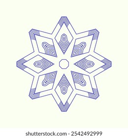 Uma forma geométrica abstrata semelhante a um floco de neve. Elemento vetor decorativo para design gráfico.