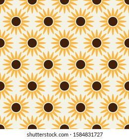 Abstract geometric shape sun flower seamless pattern. Perfect for backgrounds, fabric, backdrop, wallpapers, stickers etc.