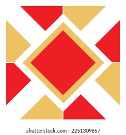 Abstract geometric shape of triangles in red and yellow colors