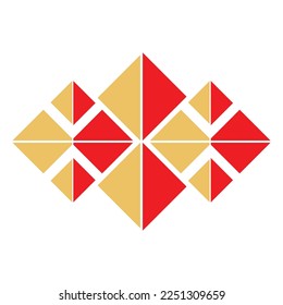 Abstract geometric shape of triangles in red and yellow colors