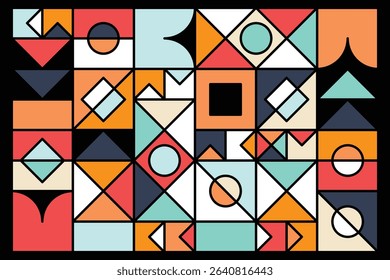 Abstract geometric shape vector with vibrant colors. Minimal geometric background design seamless pattern.