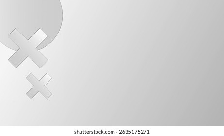 Abstract geometric shape white grey gradient background. Minimalist design